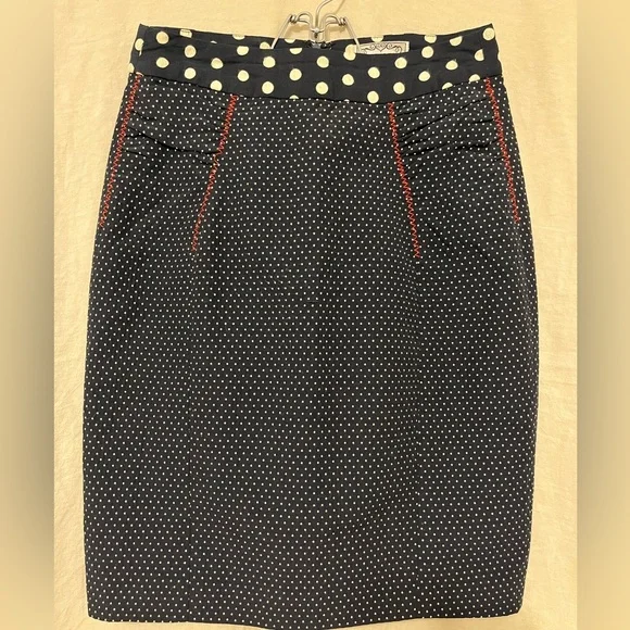 Anthro Baraschi navy polka dot pencil skirt - Picture 2 of 8